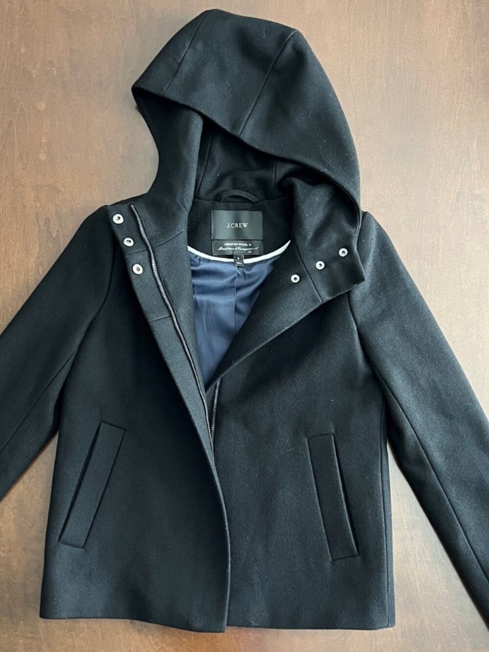 J. Crew Melton Wool Hooded Jacket Coat Size 0